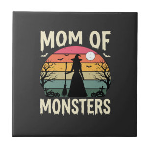 Halloween-Mutter der Monster Hexe Sonnenuntergang Fliese