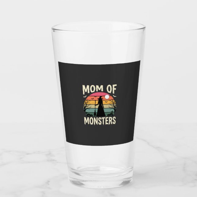 Halloween-Mutter der Monster Hexe Sonnenuntergang Glas (Vorderseite)