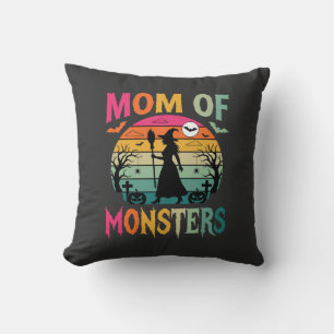 Halloween-Mutter der Monster Hexe Sonnenuntergang Kissen