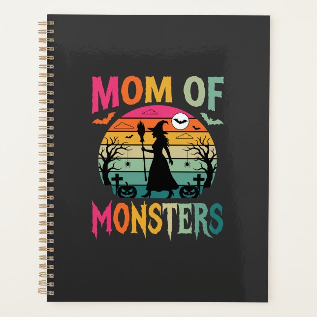 Halloween-Mutter der Monster Hexe Sonnenuntergang Planer (Vorderseite)
