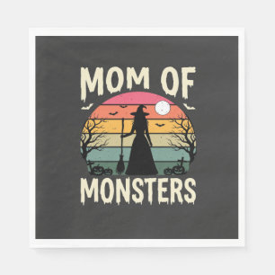 Halloween-Mutter der Monster Hexe Sonnenuntergang Serviette
