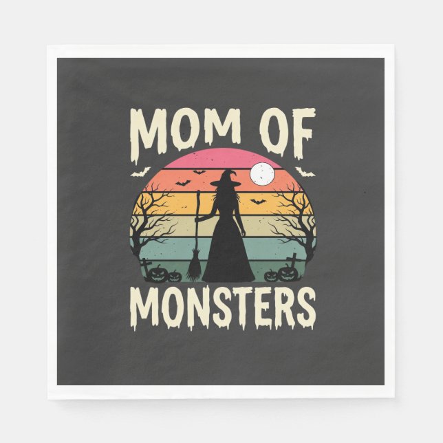 Halloween-Mutter der Monster Hexe Sonnenuntergang Serviette (Vorderseite)