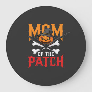 Halloween-Mutter des Patch-Kürbis-Hexe Große Wanduhr