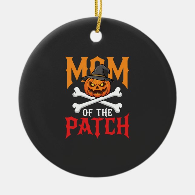 Halloween-Mutter des Patch-Kürbis-Hexe Keramik Ornament (Vorne)