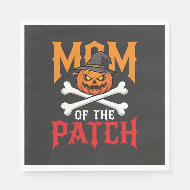 Halloween-Mutter des Patch-Kürbis-Hexe Serviette (Vorderseite)