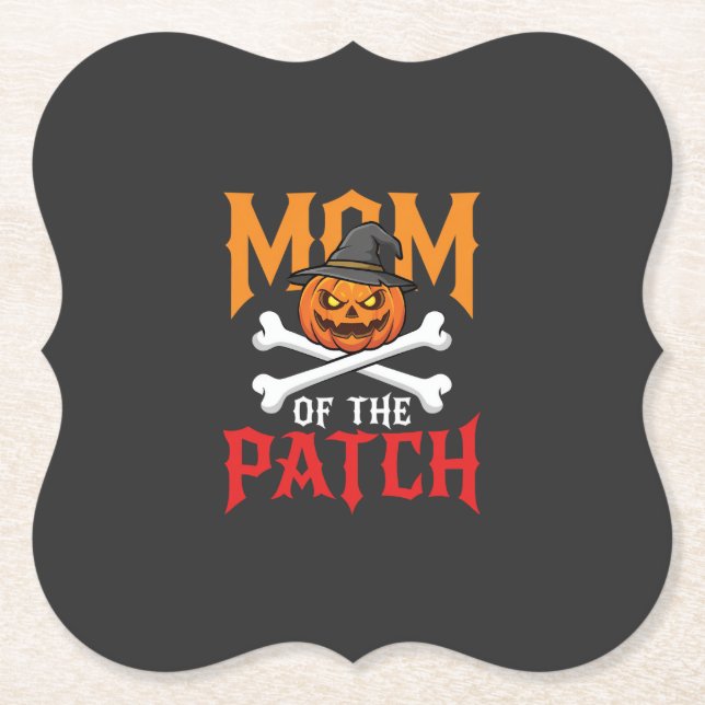 Halloween-Mutter des Patch-Kürbis-Hexe Untersetzer (Vorderseite)