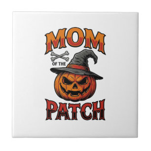 Halloween-Mutter-Shirt Kürbis Knochen Vintage Art_ Fliese