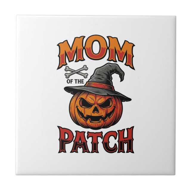 Halloween-Mutter-Shirt Kürbis Knochen Vintage Art_ Fliese (Vorderseite)