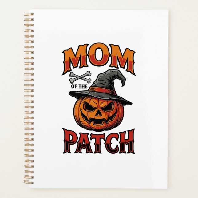Halloween-Mutter-Shirt Kürbis Knochen Vintage Art_ Planer (Vorderseite)