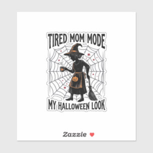Halloween-Mutter-Shirt Müdes Kostüm Vintage Grafik Aufkleber