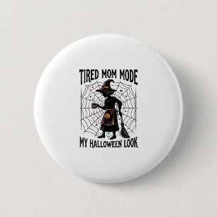 Halloween-Mutter-Shirt Müdes Kostüm Vintage Grafik Button