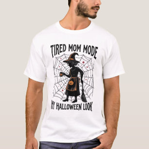 Halloween-Mutter-Shirt Müdes Kostüm Vintage Grafik T-Shirt
