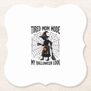 Halloween-Mutter-Shirt Müdes Kostüm Vintage Grafik Untersetzer