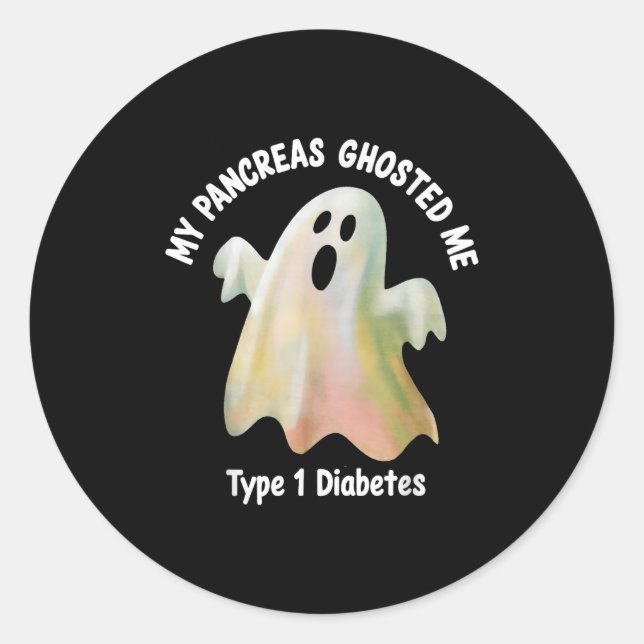Halloween My Pancreas Ghosted Me Diabetes Boys &am Runder Aufkleber (Vorderseite)