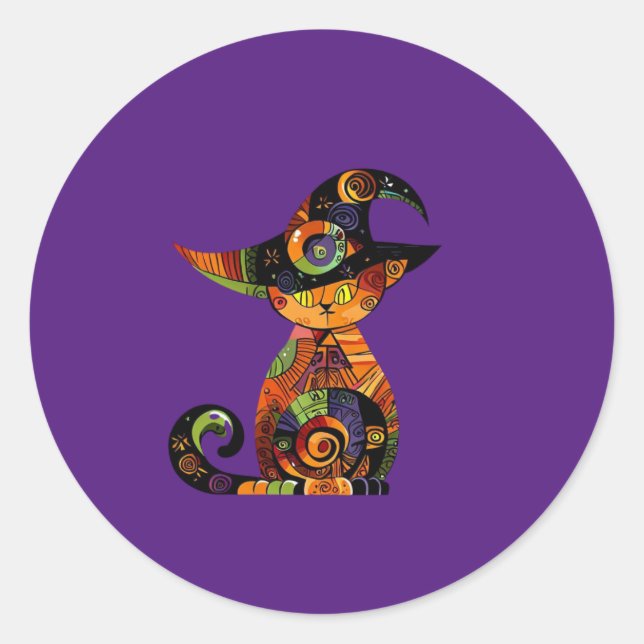 Halloween/mystisch/Katze/Fall Runder Aufkleber (Vorderseite)