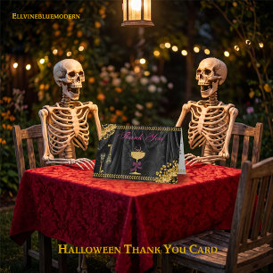 Halloween-Nachricht Gold Glitter Totenköpfe Danke