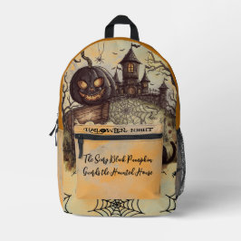 Halloween Nacht, der gruselige schwarze Kürbis bew Bedruckter Rucksack