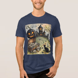 Halloween Nacht : Der gruselige schwarze Kürbis W Tri-Blend Shirt