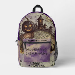 Halloween Nacht, Der Gruselige Schwarze Kürbis Wäc Bedruckter Rucksack