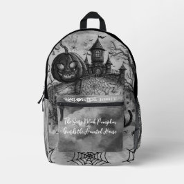 Halloween Nacht, Der Gruselige Schwarze Kürbis Wäc Bedruckter Rucksack