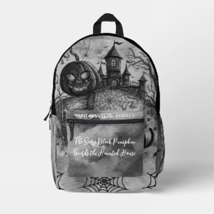 Halloween Nacht, Der Gruselige Schwarze Kürbis Wäc Bedruckter Rucksack
