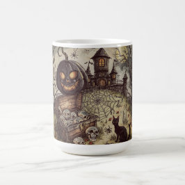 Halloween Nacht : Die Gruselige Schwarze Kürbiswä Verwandlungstasse