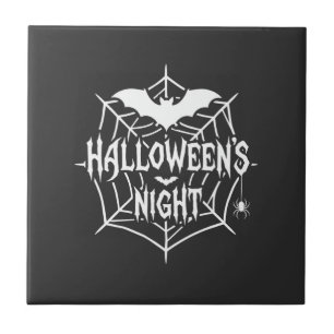 Halloween Nacht Fledermaus Spinnennetz Vektor Desi Fliese