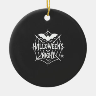 Halloween Nacht Fledermaus Spinnennetz Vektor Desi Keramik Ornament