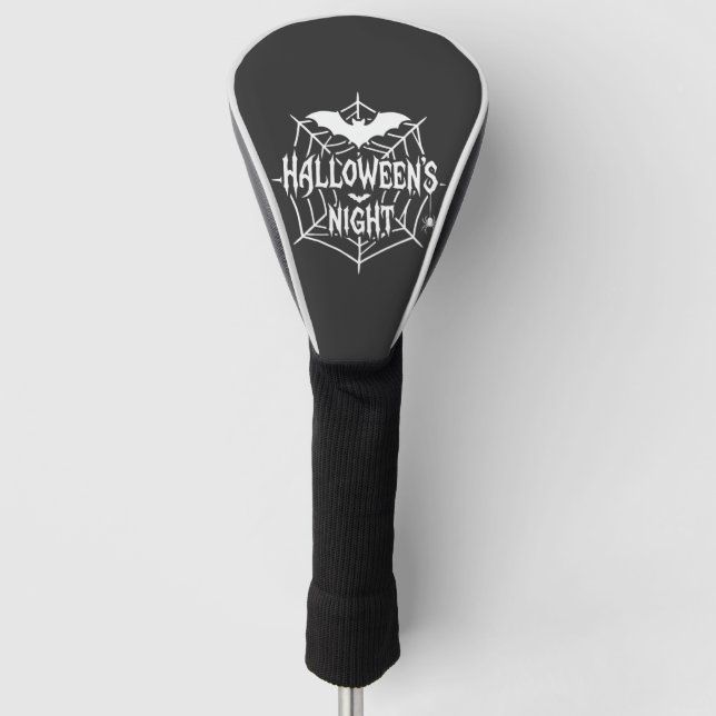 Halloween-Nacht-Fledermaus-Spinnennetz-Vektordesig Golf Headcover (Vorderseite)