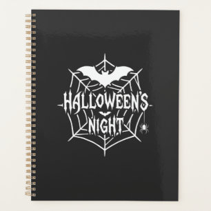 Halloween-Nacht-Fledermaus-Spinnennetz-Vektordesig Planer