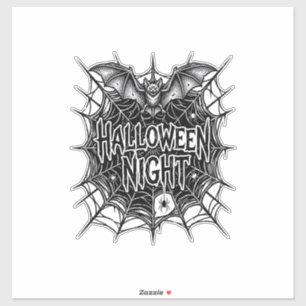 Halloween-Nacht-Fledermaus-Spinnennetz-Vintage-Shi Aufkleber