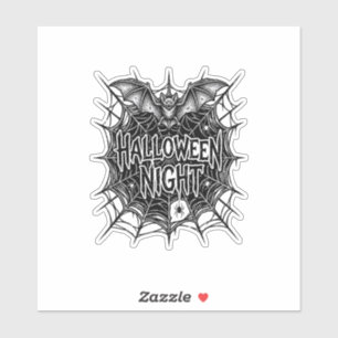 Halloween-Nacht-Fledermaus-Spinnennetz-Vintage-Shi Aufkleber