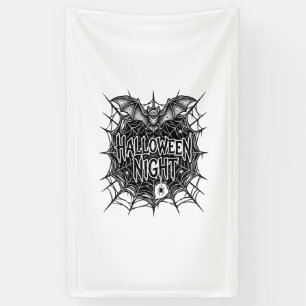 Halloween-Nacht-Fledermaus-Spinnennetz-Vintage-Shi Banner
