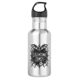 Halloween-Nacht-Fledermaus-Spinnennetz-Vintage-Shi Edelstahlflasche