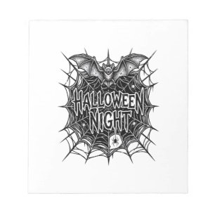 Halloween-Nacht-Fledermaus-Spinnennetz-Vintage-Shi Notizblock