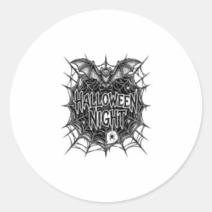 Halloween-Nacht-Fledermaus-Spinnennetz-Vintage-Shi Runder Aufkleber