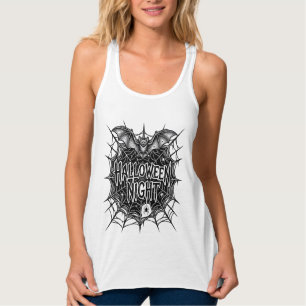 Halloween-Nacht-Fledermaus-Spinnennetz-Vintage-Shi Tank Top