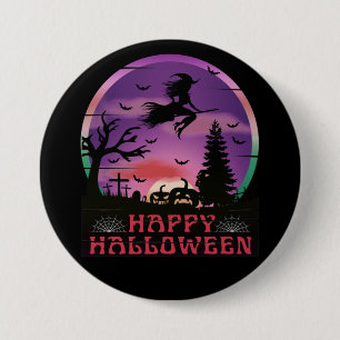 HALLOWEEN NACHT FRIEDHOF HEXE BUTTON