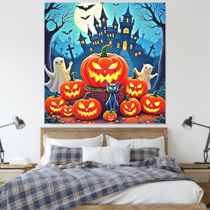 Halloween-Nacht: Gruselige Kunst für Spaß Leinwanddruck