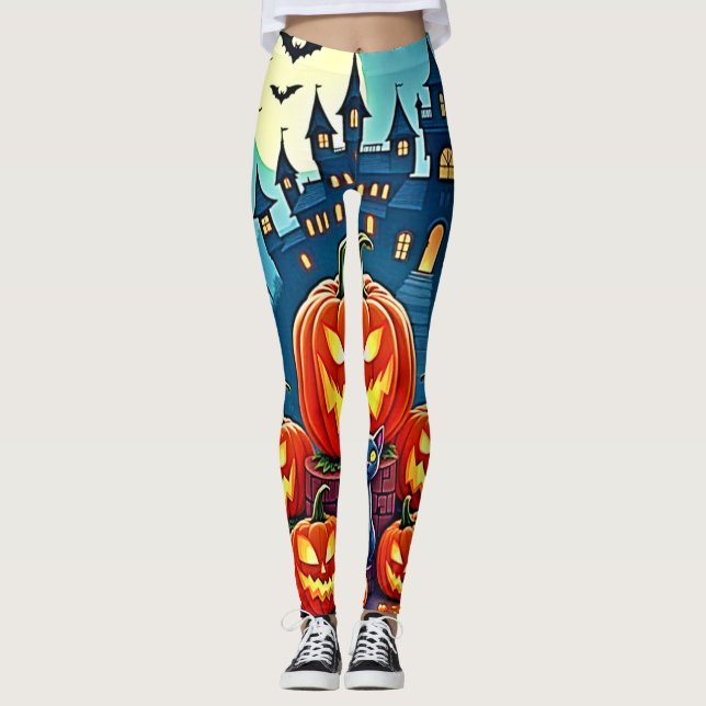 Halloween-Nacht: Gruselige Kunst zum Spaß Leggings (Vorderseite)