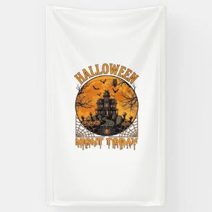 Halloween Nacht Heute Geisterhaus Kürbisse Eule Banner