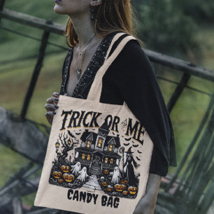 Halloween-Nacht: Hexen und Kürbisse Tragetasche