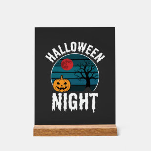 Halloween-Nacht-Kürbisbaum-Vektor Acrylschild