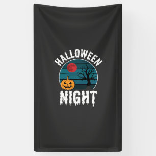 Halloween-Nacht-Kürbisbaum-Vektor Banner