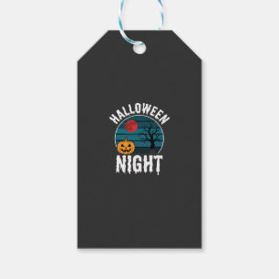 Halloween Nacht Kürbisbaum Vektor Geschenkanhänger