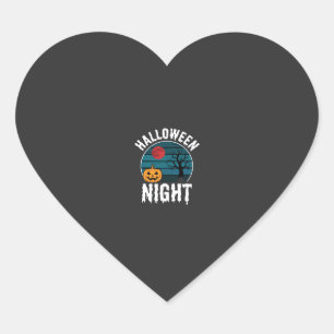 Halloween Nacht Kürbisbaum Vektor Herz-Aufkleber