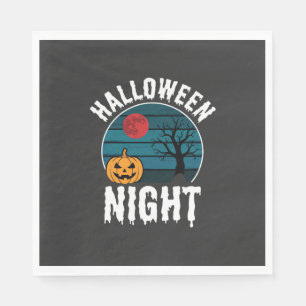 Halloween-Nacht-Kürbisbaum-Vektor Serviette