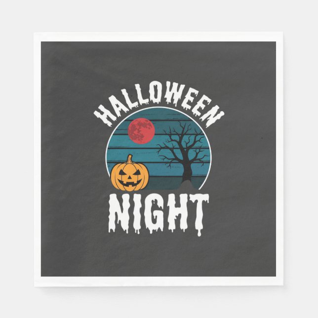 Halloween-Nacht-Kürbisbaum-Vektor Serviette (Vorderseite)