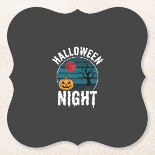 Halloween-Nacht-Kürbisbaum-Vektor Untersetzer