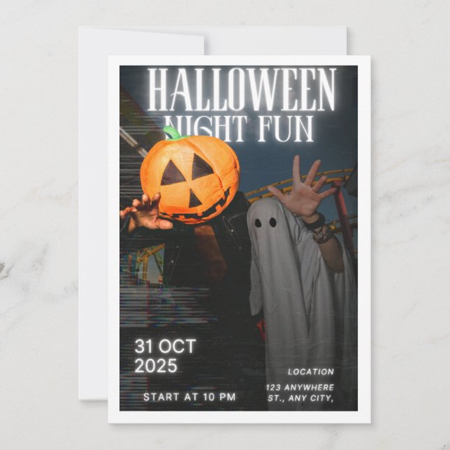 Halloween Nacht Spaß  Einladung (Vorderseite)